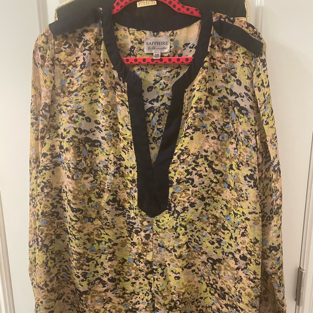 Sapphire Silhouette Plus Size 3X Multicolor Sheer Top